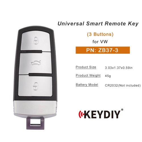 5pcs/lot KEYDIY KD ZB37-3 Universal Smart Remote Key 3 Buttons for VW Type