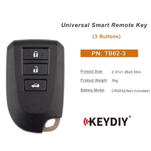 5pcs/lot KEYDIY KD TB62-3 Universal Smart Remote Key 3 Buttons