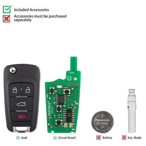 5pcs/lot KEYDIY KD NB18-4 Universal Remote Key 4 Buttons
