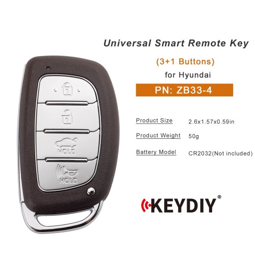 5pcs/lot KEYDIY KD ZB33-4 Universal Smart Remote Key 3+1 Buttons for Hyundai Type