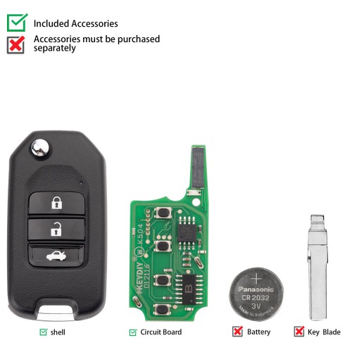 5pcs/lot KEYDIY KD NB10-3 Universal Flip Remote Key 3 Buttons for Honda Type