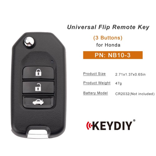 5pcs/lot KEYDIY KD NB10-3 Universal Flip Remote Key 3 Buttons for Honda Type