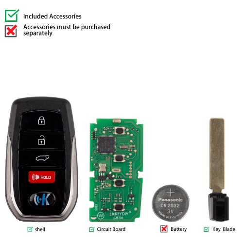 5pcs/lot KEYDIY KD TB01-4  for Toyota for Lexus Universal Smart Remote Key 3+1 Buttons With 8A Transponder