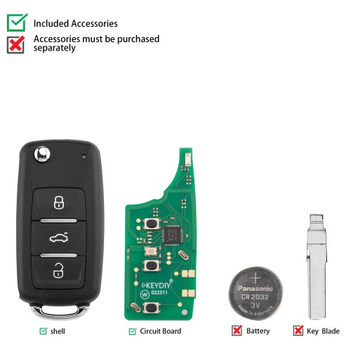 5pcs/lot KEYDIY KD ZB202-3 Universal Smart Remote Key 3 Buttons for UDS Type