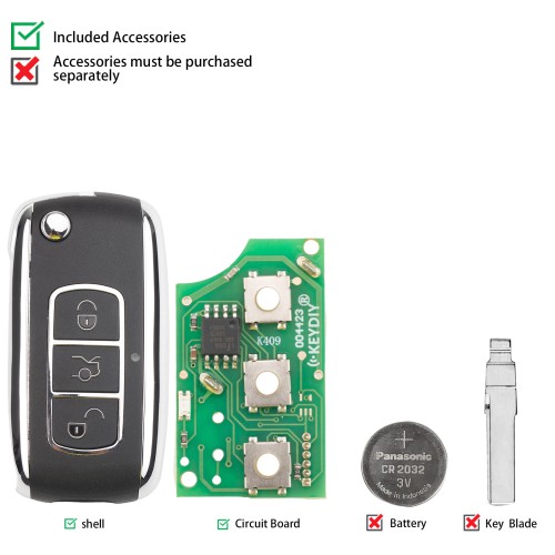 5pcs/lot KEYDIY KD B07-3 Universal Flip Remote Key 3 Buttons for Bentley Type