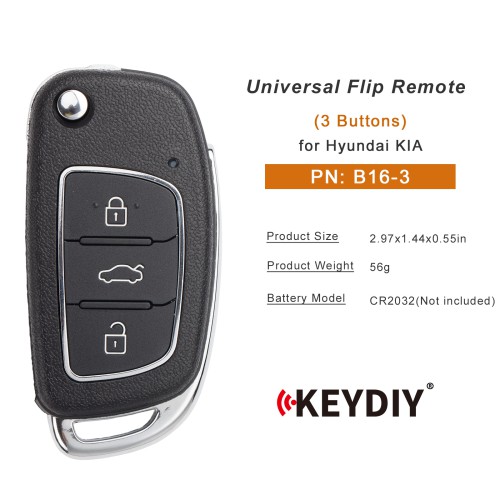 5pcs/lot KEYDIY KD B16-3 Universal Flip Remote 3 Buttons Key for Hyundai KIA Type