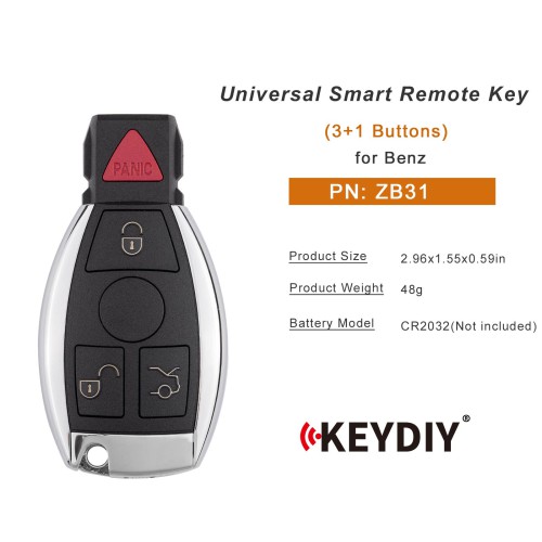 5pcs/lot KEYDIY KD ZB31 Universal Smart Remote Key 3+1 Buttons for Benz Type