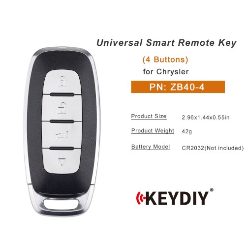 5pcs/lot KEYDIY KD ZB40-4 Universal Smart Remote Key 4 Buttons for Chrysler Type