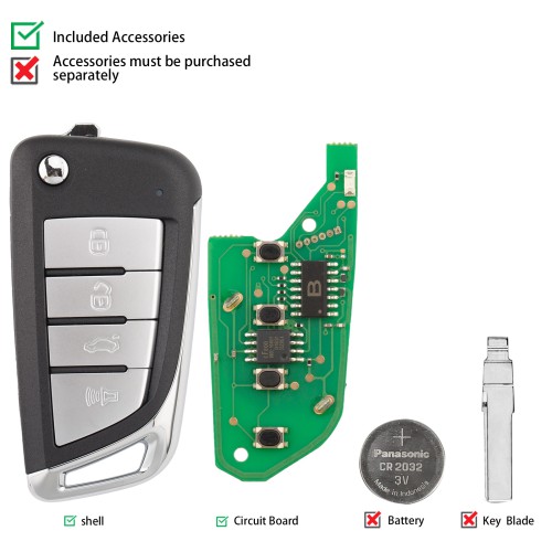 KEYDIY KD B59-4 Universal Flip Remote Key 4 Buttons 5PCS/lot
