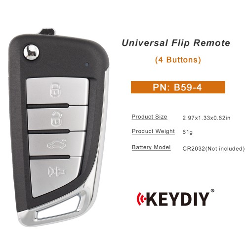 KEYDIY KD B59-4 Universal Flip Remote Key 4 Buttons 5PCS/lot