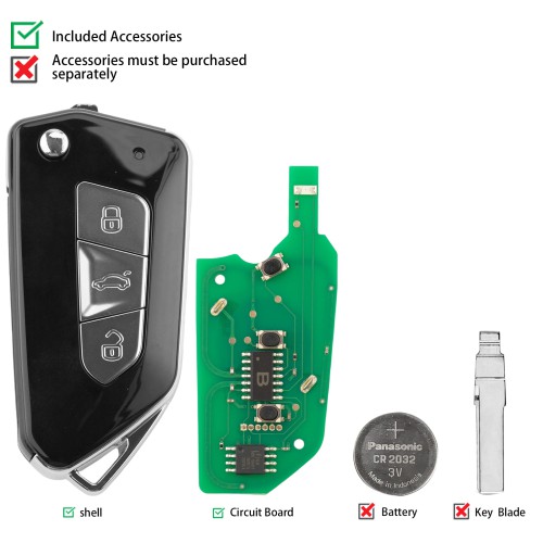 5pcs/lot KEYDIY KD B34-3 Universal Flip Remote Key 3 Buttons for VW Type