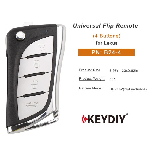 5pcs/lot KEYDIY KD B24-4 Universal Flip Remote Key 4 Buttons for Lexus Type