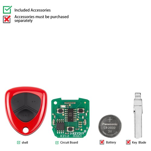5pcs/lot KEYDIY KD B17 (Punctate) Universal Remote 3 Buttons for Ferrari Type Red Color