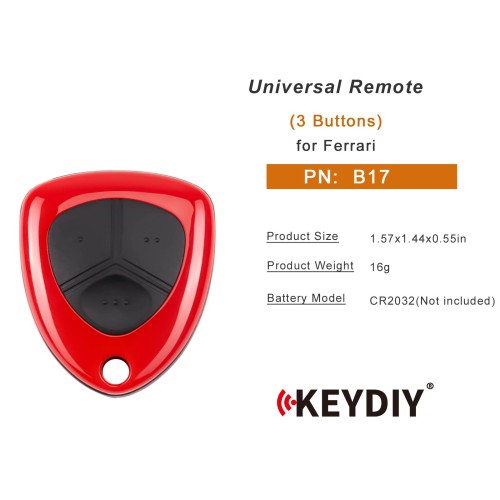 5pcs/lot KEYDIY KD B17 (Punctate) Universal Remote 3 Buttons for Ferrari Type Red Color
