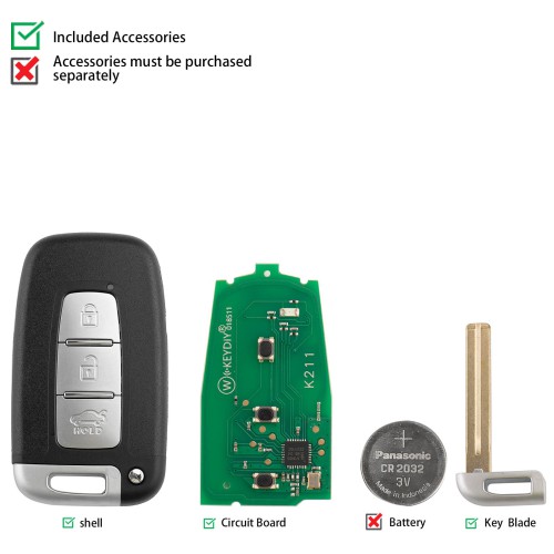 5pcs/lot KEYDIY KD ZB04-3 Universal Smart Remote Key (Middle Slot) 3 Buttons for Hyundai Type