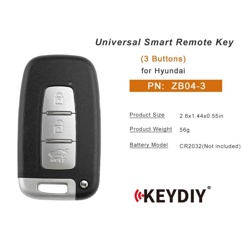 5pcs/lot KEYDIY KD ZB04-3 Universal Smart Remote Key (Middle Slot) 3 Buttons for Hyundai Type