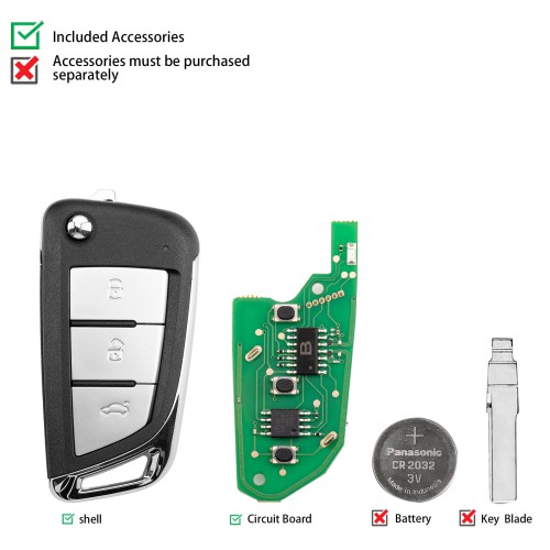 KEYDIY KD B59-3 Universal Flip Remote Key 3 Buttons 5pcs/lot