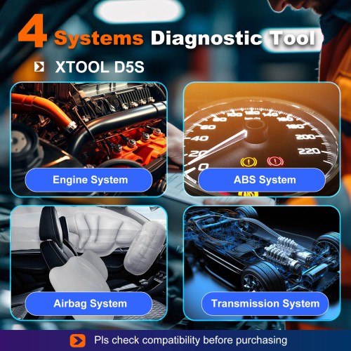XTOOL D5S 5 System Diagnostics for Engine, Gearbox, ABS, EPB, and Airbag and 16 Resets Service OBD2 Scanner All Function Lifetime Free Update