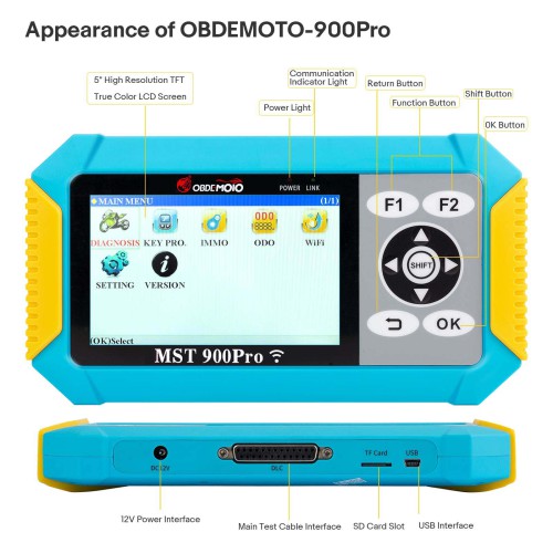 OBDEMOTO MST-900PRO Key Programming for BMW Motorcycle Scanner Support All Key Lost/Add key No dismantling, No password