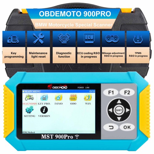 OBDEMOTO MST-900PRO Key Programming for BMW Motorcycle Scanner Support All Key Lost/Add key No dismantling, No password