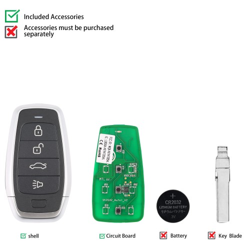 AUTEL IKEYAT004CLAUTEL Independent 4 Button Universal Smart Key - Trunk 5pcs/lot
