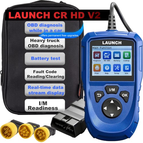 LAUNCH CR HD V2 Commercial Vehicle Standard Configuration Supports HD OBD & EOBD Fast Fault Code Reading/Clearing, Battery Check