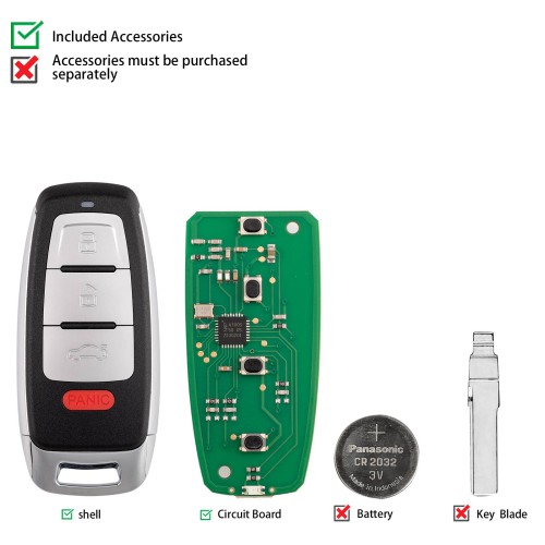 5pcs/lot KEYDIY KD ZB08-4 Universal Smart Remote Key 3+1 Buttons for Audi Type