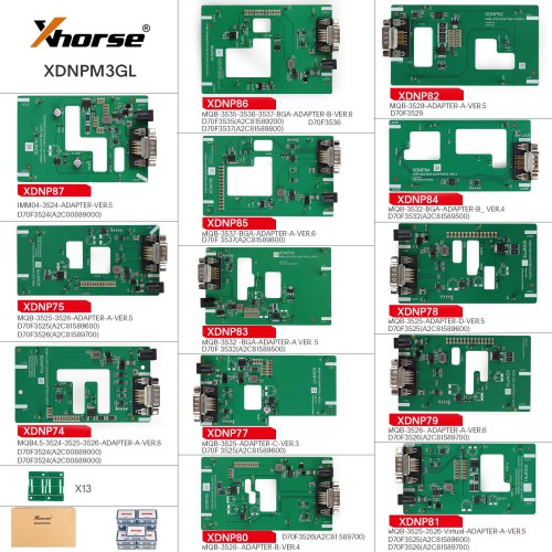 Xhorse Multi Prog + MQB48 Adapters 13 pcs + Exclusive Adapter 13 pcs + MQB RH850 + G-V ECU Cable + ECU GPT Cable Full Adapter Kit