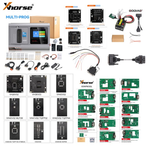 Xhorse Multi Prog + MQB48 Adapters 13 pcs + Exclusive Adapter 13 pcs + MQB RH850 + G-V ECU Cable + ECU GPT Cable Full Adapter Kit