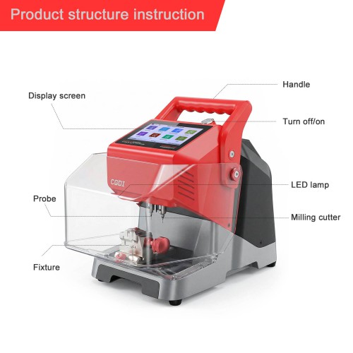 CGDI MONSTER G08 Key Cutting Machine Red Color with T5 Clamp Built-in Battery, Bluetooth & WiFi, Vehicle Key Database Supports Fast & Stable Cutting