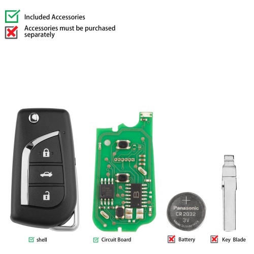 KEYDIY KD B13-3  Universal Flip Remote Key 3 Buttons for Toyota Type 5pcs/lot