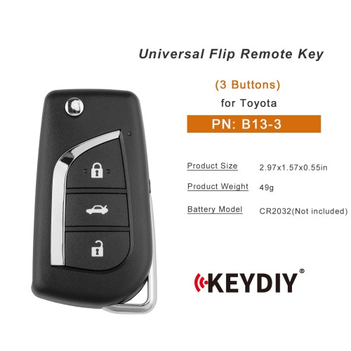 KEYDIY KD B13-3  Universal Flip Remote Key 3 Buttons for Toyota Type 5pcs/lot