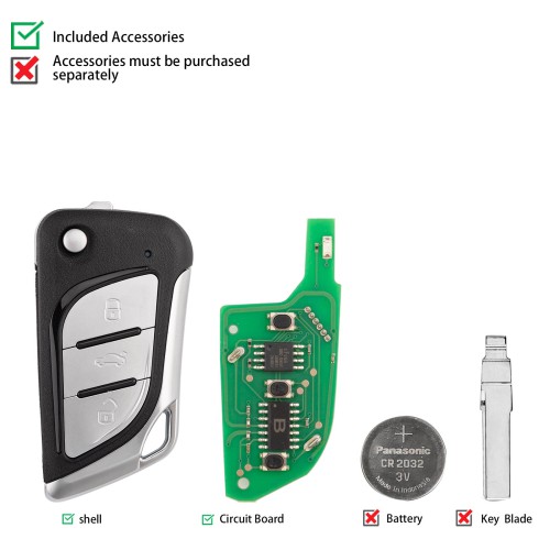 KEYDIY KD B30-3 (Metal Button) Universal Flip Remote Key 3 Buttons for Cadillac Type 5pcs/lot