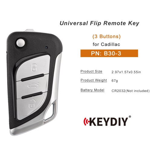 KEYDIY KD B30-3 (Metal Button) Universal Flip Remote Key 3 Buttons for Cadillac Type 5pcs/lot