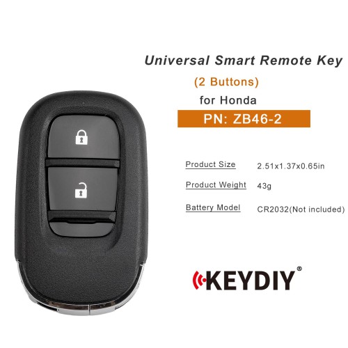 KEYDIY KD ZB46-2 Universal Smart Remote Key 2 Buttons for Honda Type 5pcs/lot