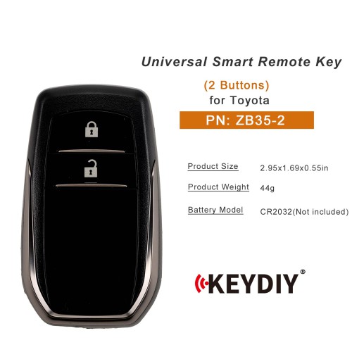 KEYDIY KD ZB35-2 Universal Smart Remote Key 2 Buttons for Toyota Type 5pcs/lot