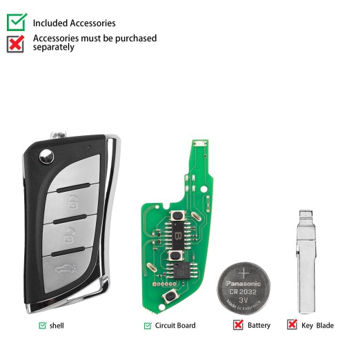 KEYDIY KD B24-3 Universal Flip Remote Key 3 Buttons for Lexus Type 5pcs/lot
