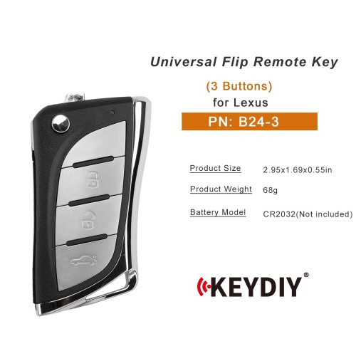 KEYDIY KD B24-3 Universal Flip Remote Key 3 Buttons for Lexus Type 5pcs/lot