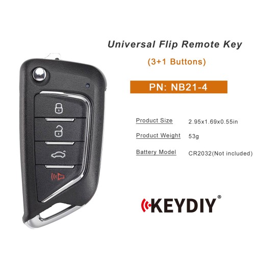 KEYDIY KD NB21-4 Universal Flip Remote Key 3+1 Buttons Knife Type 5pcs/lot