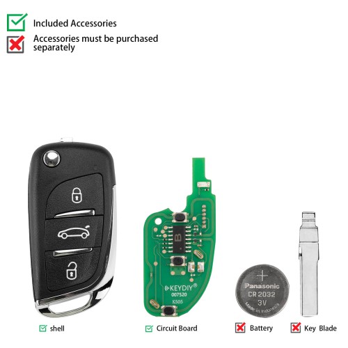 KEYDIY KD B11-3 Universal Flip Remote Key 3 Buttons for PSA Type 5pcs/lot
