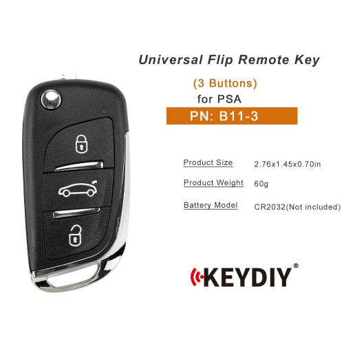 KEYDIY KD B11-3 Universal Flip Remote Key 3 Buttons for PSA Type 5pcs/lot