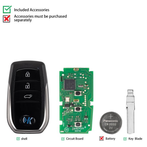 KEYDIY KD TB01-3 for Toyota for Lexus Universal Smart Remote Key 3 Buttons With 8A Transponder 5pcs/lot