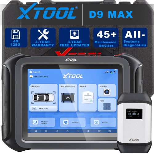 XTOOL D9 MAX Scanner J2534 Reprogramming, Bidirectional, Key IMMO, Topology Mapping, 45+ Resets, ECU Coding, Online Program, FCA/DoIP/CAN FD