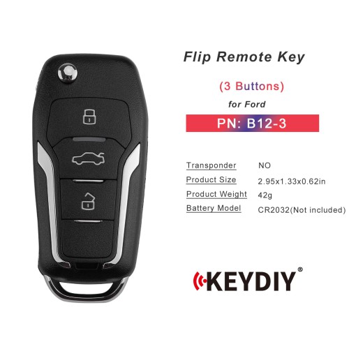 KEYDIY KD B12-3 Universal Flip Remote Key 3 Buttons for Ford Type 5pcs/lot