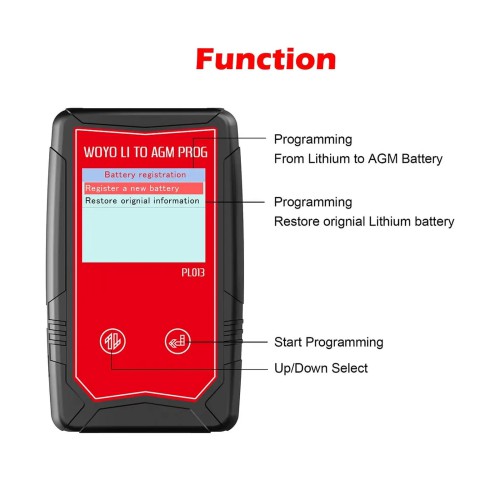 WOYO PL013 for Porsche Cayenne 2018 to 2023 Lithium to AGM Battery Programmer Home Edition