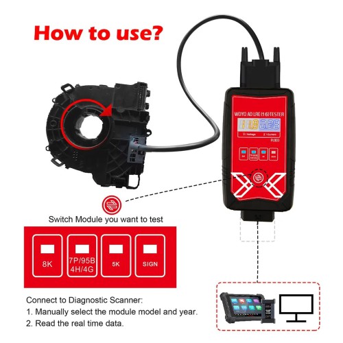 WOYO PL003 For AUDI LRE 16 4G/8K 8K0 953 568 Coil Spring With Electronics And Steering Angle Sensor Tester Bench Testing