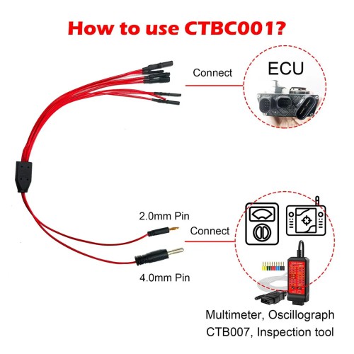 WOYO CTBC001 8-way ECU Breakout Leads for Automotive Diagnostics Oscilloscope Line Cable DIY Connection