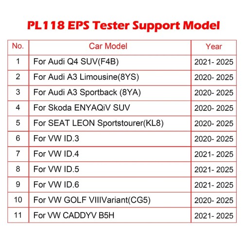 WOYO PL118 For VW & For AUDI EPS Tester On Bench, Electrical Steering Wheel Motor Detector Off-line
