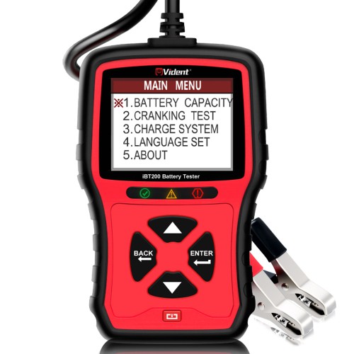 VIDENT iBT200 9V-36V Battery Tester for 12V Passenger Vehicles and 24V Heavy Duty trucks 100 to 2000CCA Car Battery Analyzer