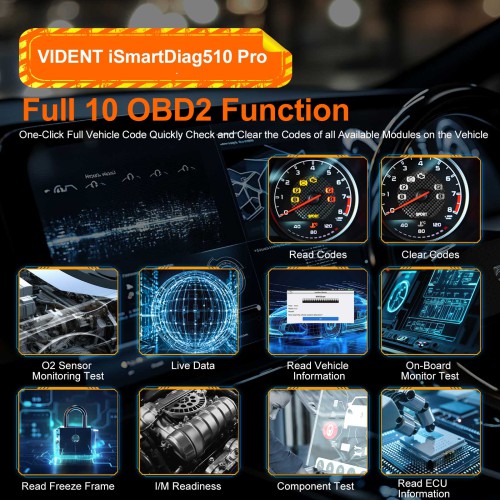 Vident iSmartDiag510 Pro All System Car Diagnostic Tool Supports 28 Special Functions, Lifetime Free Updates